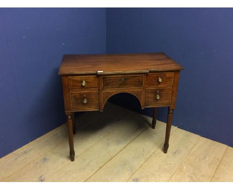 Small William IV mahogany knee hole breakfront dressing table 90 cm w 