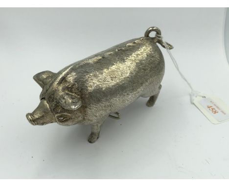 Sterling silver egg timer in the form of a pig (key wind) by Walker &amp; Hall London 