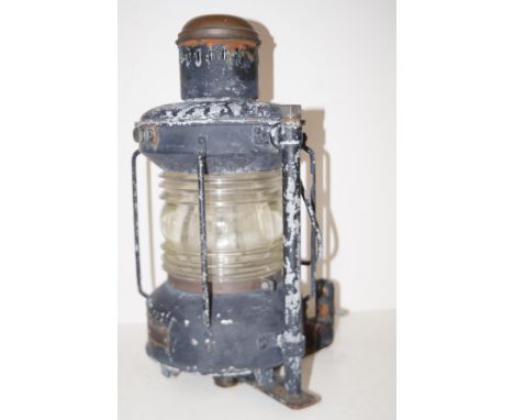 Vintage railway lantern Ahlemann and the schlatter brenen S 3008 weight approximately 10kg and height 52cm.