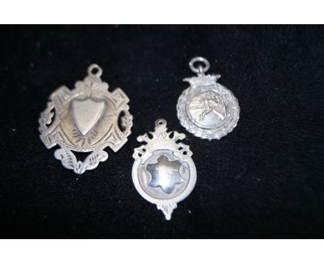 3 Silver watch chain fobs 