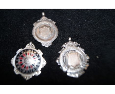 3 Silver watch chain fobs 