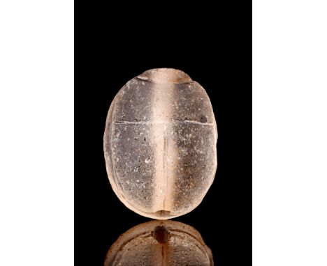 Ca. 1550-1070 BC.A nice example of a rock crystal scarab amulet in the form of a scarab with naturalistic detailing the clype