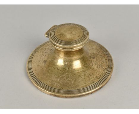 A Silver Capstan Inkwell Complete with Glass Liners by the Adie Brothers Ltd, Birmingham Hallmark, 12.5cm Diameter