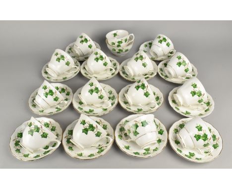 A Collection of Colclough Ivy Tea Cups and Saucers
