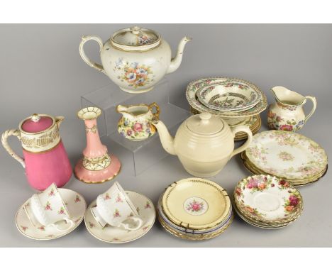 A Collection of Various Ceramics to Comprise Hammersley Jug, Bates, Elliot &amp; Co. Pink Ground Hot Water Pot with Rope Styl