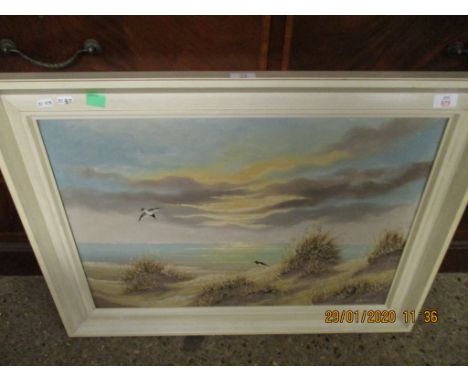 OIL ON CANVAS OF A SEASCAPE AND A FURTHER CONTINENTAL UNFRAMED OIL ON BOARD (2)