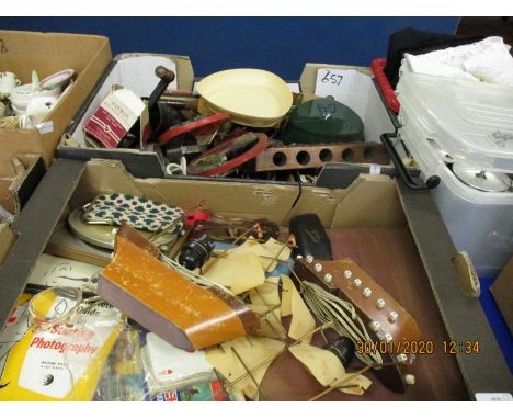 TWO BOXES CONTAINING MIXED BOAT FORMED LIGHT, CARDS, FLATWARES ETC (2)