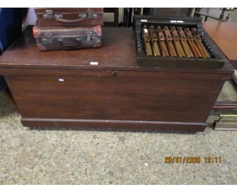 VICTORIAN PINE PAINTED LIFT UP TOP TRUNK