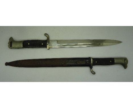 Two German World War II K98 bayonets, one lacking scabbard