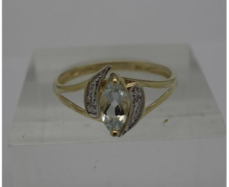 A 9ct gold, blue stone and diamond ring, weight 1.2g, size O