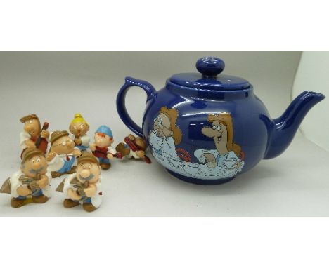 Tetley Tea figures and a teapot