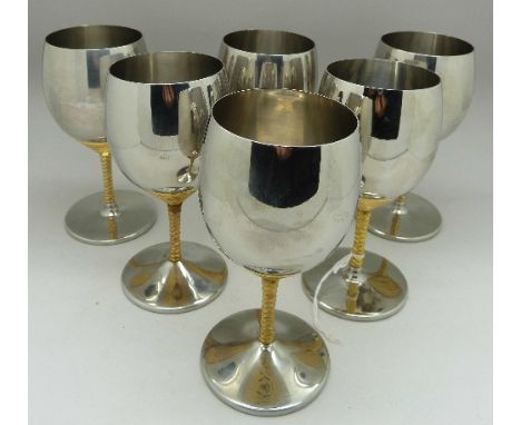 A set of six Viners goblets, designed by Stuart Devlin