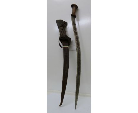 An Indian sword with scabbard, length 85cm