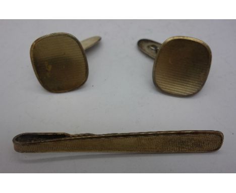 A pair of Danish silver cufflinks and a tie pin