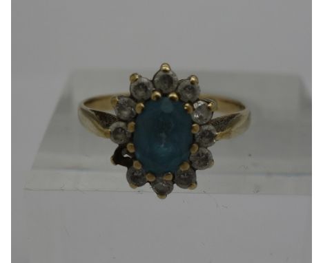 A 9ct gold and stone set ring, lacking one stone, weight 1.8g, size L