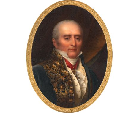 Isabey, Jean-Baptiste -- Miniatur Portrait des französischen Finanzministers Comte Antoine Roy (1764 - 1847) in goldbestickte