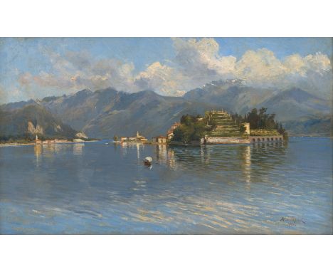 Fichard, Maximilian von -- Blick auf die Isola Bella im Lago Maggiore von Stresa aus gesehen.Öl auf Leinwand, doubliert. 33,5