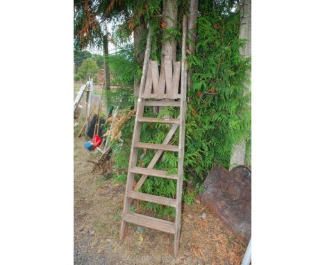 A six rung wooden Step ladder, a/f.