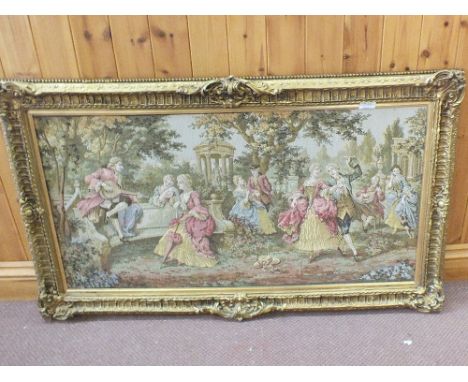 A tapestry picture, sea scene print, woodland print plus two other pictures