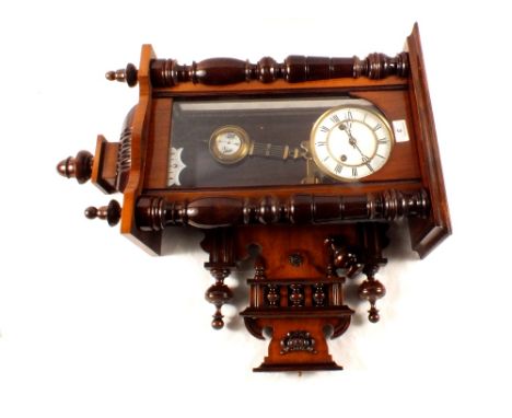 A mahogany cased regulator wall clock with enamel dial