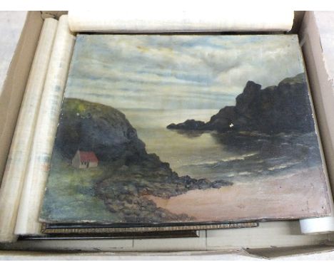 A 19th Century Van Meiris coloured print, a fish and poultry shop, 19th Century engravings and other pictures, a heavy cut gl