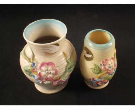 Two Clarice Cliff floral vases