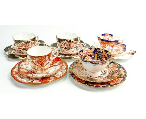 Wileman &amp; Co (Foley) trios: Various shapes including Lily, Snowdrop, Gainsborough &amp; Daisy patterns 6030, 3971, 7612 &
