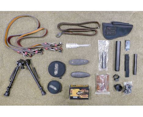 A collection of Air Rifle Accessories including: Mod Kits, Suppressors, Belts, Slings, Tripod, Ammunition etc. 