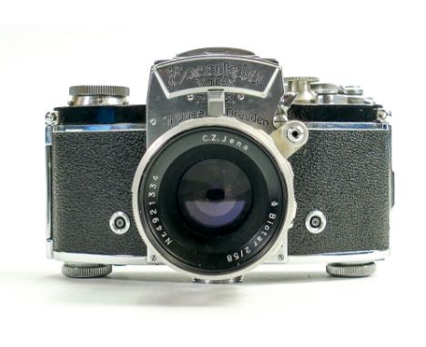 Exakta Varex VX vintage 35mm SLR film camera: C.Z Jena Biotar 2/58 lens fitted. 