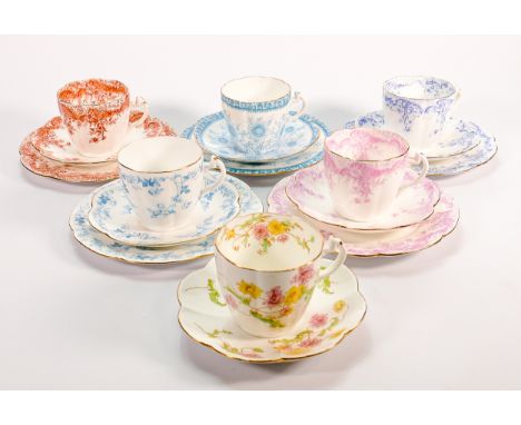 A collection of Wileman &amp; Co trios &amp; similar to include: Lily shape in patterns 5897, 3875, 5691, 5892, 10047 etc. (5