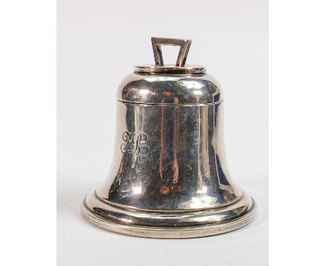 Silver inkwell in the form of a bell: Hallmarked for Birmingham 1912, filled, 10cm diameter. 