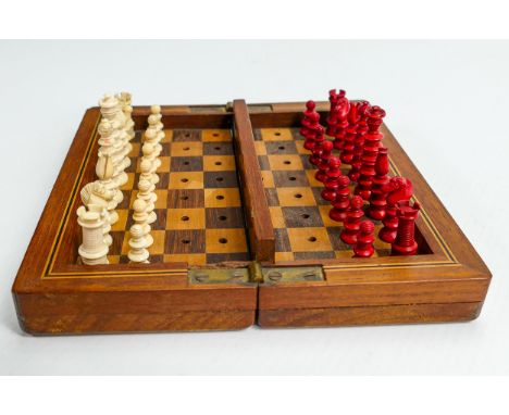 Vintage Small Wooden Travel Chess Set With Drawer 15.5cm X -  UK