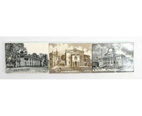 Wedgwood calendar tiles for 1892, 1897 and 1895: Retailed by Jones, McDuffee &amp; Stratton of Boston USA showing historic vi