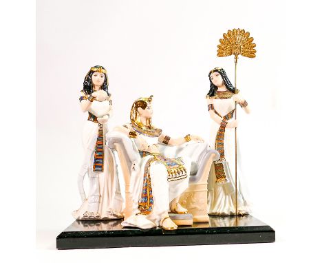 Royal Worcester limited edition figure group The Court of Tutankhamun: With wooden base. 