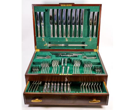 A good extensive canteen of Silver cutlery: Hallmarked for Sheffield 1975, makers Cooper Brothers &amp; Sons Ltd., solid silv