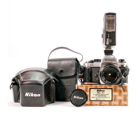 Nikon FA 35mm Film Camera Outfit to include: FA Body, Nikkor 50mm lens, Speedlight SB-15 Flash Unit, SC-17 TTL Sensor Remote 