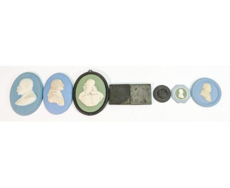 A collection of Wedgwood Intaglios &amp; portrait plaques including: George Paget Walford, Inigo Jones, Wesley, B Franklin et
