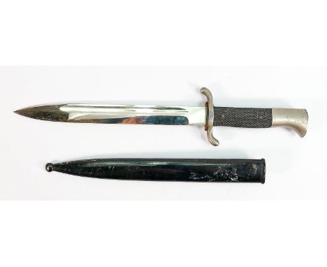 WWII Third Reich Fire Police Dress Bayonet: Single edged fullered blade, overall length 39.5cm, maker marked "WKC" with origi