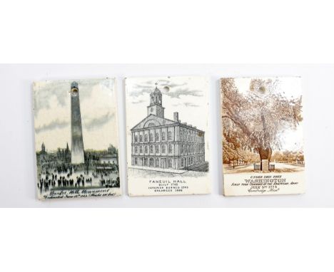 Wedgwood calendar tiles for 1901, 1889 and 1899: Retailed by Jones, McDuffee &amp; Stratton of Boston USA showing historic vi