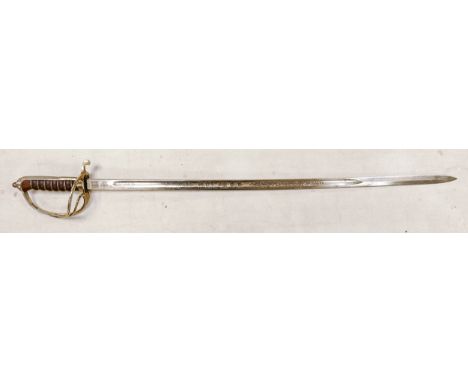 Early 20th century Royal Artillery officers dress sword: In original leather scabbard, shagreen grip, fully decorated artille