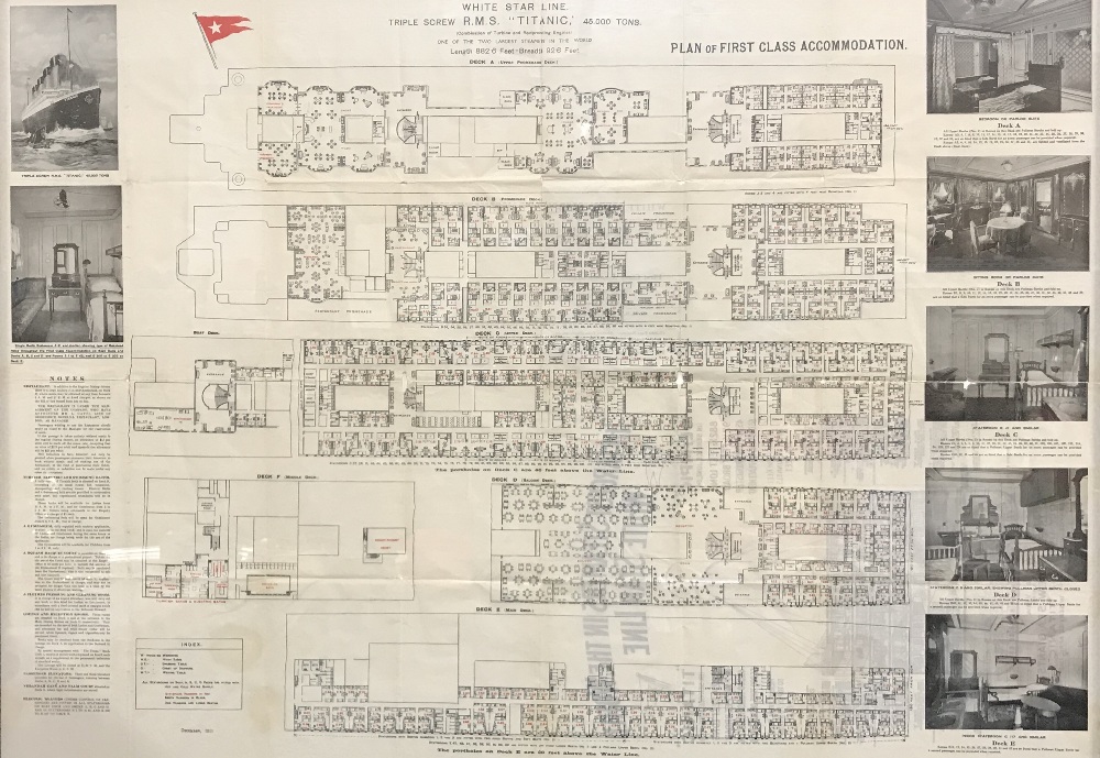 R.M.S. TITANIC: Plan of First-Class accommodation (December 1911). This ...