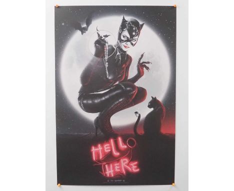 BATMAN RETURNS - HELL HERE (2022) - Patrick Connan - Bottleneck Gallery &amp; Vice Press - Catwoman offset Lithograph with pi