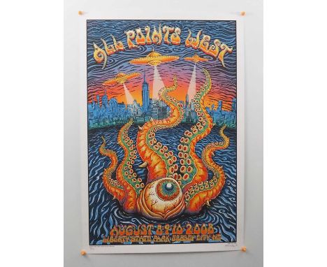 ALL POINTS WEST (2008) - EMEK - Hand-Numbered #131/550 &amp; Signed by the Artist - Limited edition gig poster finished with 