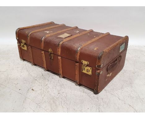 Vintage canvas and bentwood travel trunk