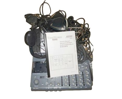 Korg Toneworks AX10G modelling signal processor, a Taskham porta studio 414 four-track recorder, a pair of Sennheiser headpho