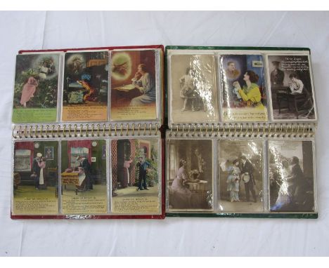 Two albums of vintage postcards&nbsp;to include Sweetheart, Charlie Chaplin, aircraft postcards and aircraft recognition card
