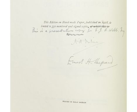 MILNE (A.A.)The House at Pooh Corner, ONE OF 350 LARGE PAPER COPIES SIGNED BY THE AUTHOR AND ILLUSTRATOR,  on hand-made paper