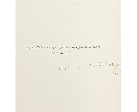 WILDE (OSCAR)The Picture of Dorian Gray, NUMBER 41 OF 250 LARGE PAPER COPIES SIGNED BY THE AUTHOR,  half-title and title desi