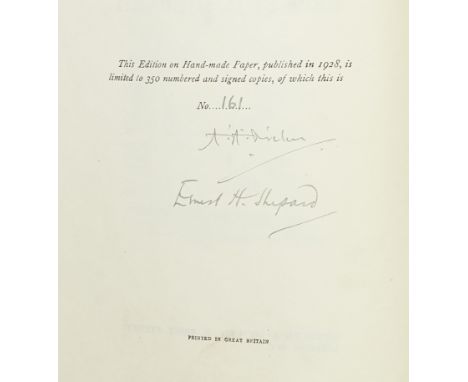 MILNE (A.A.)The House at Pooh Corner, NUMBER 161 OF 350 LARGE PAPER COPIES SIGNED BY THE AUTHOR AND ILLUSTRATOR,  on hand-mad
