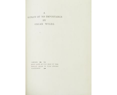 WILDE (OSCAR)A Woman of No Importance, FIRST EDITION, ONE OF 50 LARGE PAPER COPIES ON HAND-MADE PAPER,  toning to endpapers, 